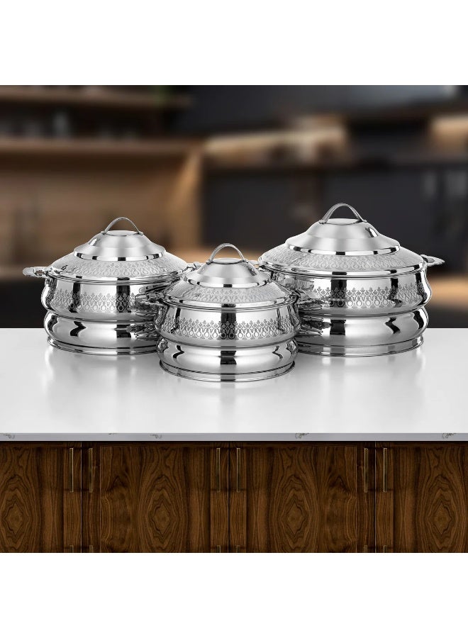 Almarjan Kawakeb Hot Pot Set 3 Pieces Silver - Image 1